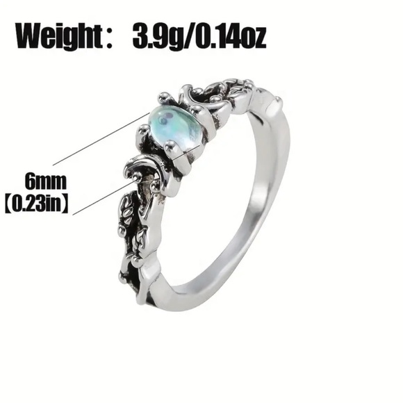 NWOT 🥀 Silver Men's Moonstone Ring Size 6 - Picture 2 of 6